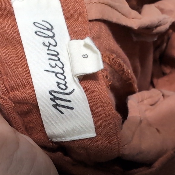 Madewell Linen Blend Burnt Orange Paperbag Pants Women's size 8 Waist Tie - Picture 8 of 13
